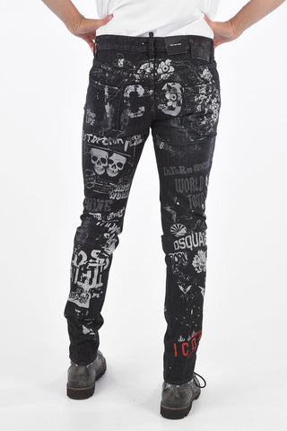 ICON Graffiti Printed COOL GUY Jeans 17cm