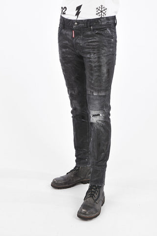 Coated Cotton SKATER Distressed Jeans 16 Cm