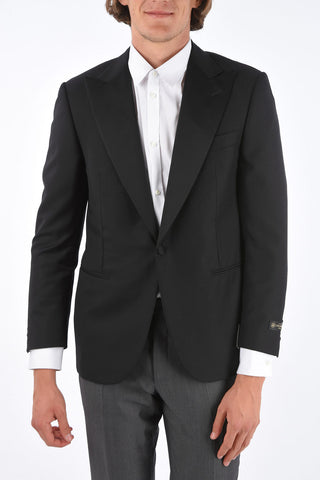 Jetted Pocket Peaked Lapel Blazer