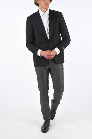 Jetted Pocket Peaked Lapel Blazer