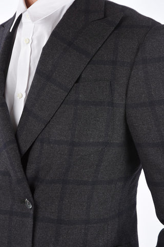 Tartan Double-Breasted Peaked Lapel Blazer