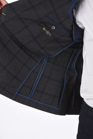 Tartan Double-Breasted Peaked Lapel Blazer
