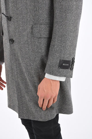 ZEGNA Z Cappotto Herringbone 3 Bottoni