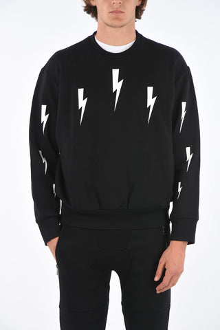 Printed Blouson Fit Crew-Neck Sweatshirt