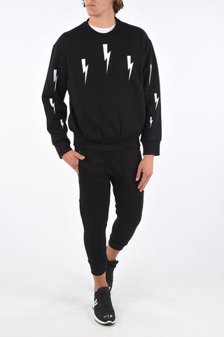 Printed Blouson Fit Crew-Neck Sweatshirt