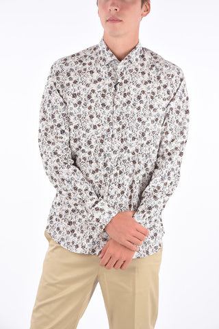 CC COLLECTION Camicia Button Down a Fiori con Taschino a Toppa