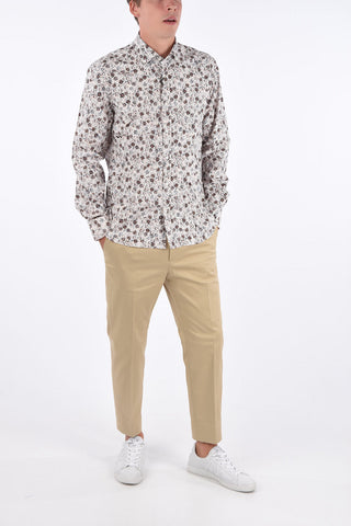 CC COLLECTION Camicia Button Down a Fiori con Taschino a Toppa