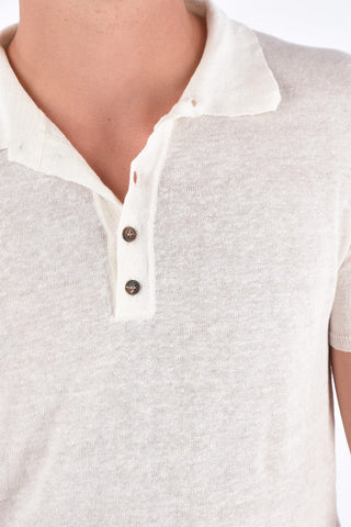 Linen Ribbed Trim Polo Collar Shirt