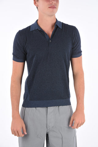 Knitted Striped Polo Collar T-Shirt
