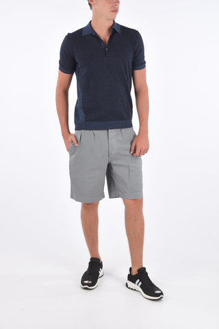Knitted Striped Polo Collar T-Shirt