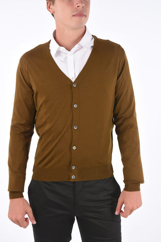 Logo Embroidered Virgin Wool Cardigan