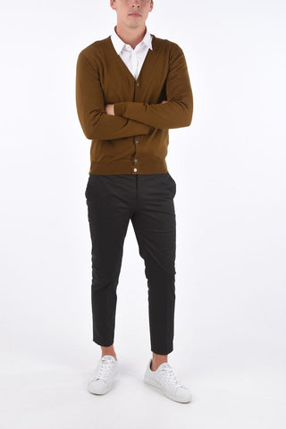 Logo Embroidered Virgin Wool Cardigan