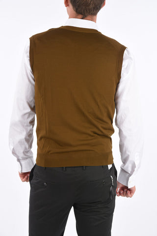 Virgin Wool Sleeveless Cardigan