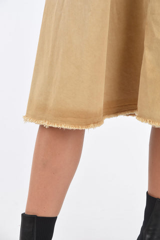 Denim ADELE Midi Skirt with Fringed Hem