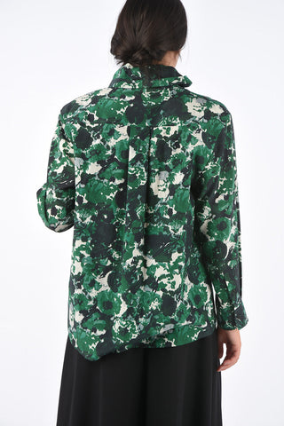 Cotton and Silk Draped Collar Top