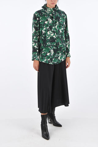 Cotton and Silk Draped Collar Top
