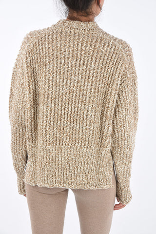 Crochet Asymmetrical Crew-Neck Sweater