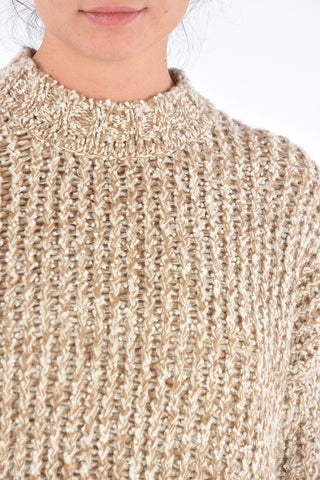 Crochet Asymmetrical Crew-Neck Sweater
