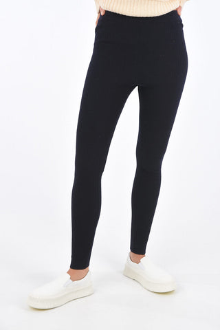 Ribbed Elastic Waist Band Leggings 