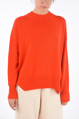 Cashmere Ribbed Trim Crew-Neck Sweater