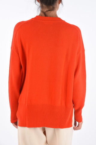 Cashmere Ribbed Trim Crew-Neck Sweater