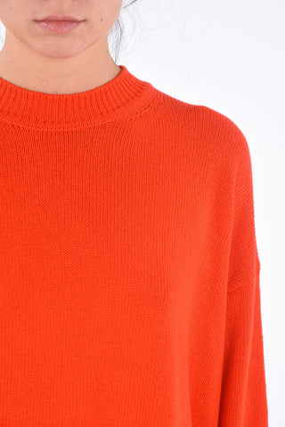 Cashmere Ribbed Trim Crew-Neck Sweater