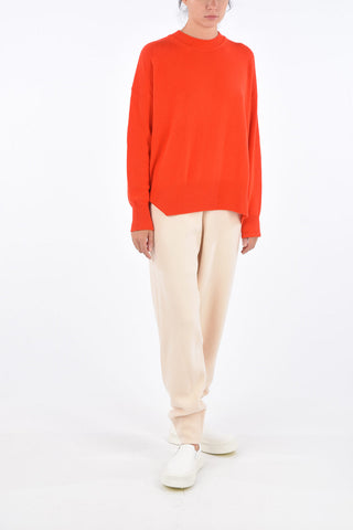 Cashmere Ribbed Trim Crew-Neck Sweater