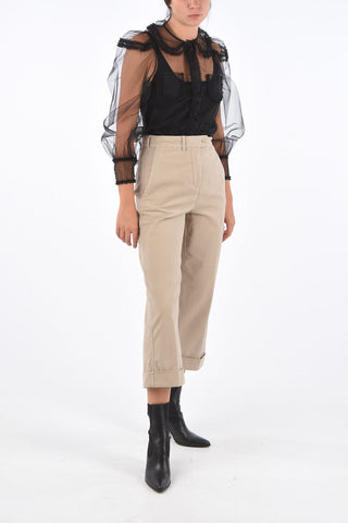 Cuffed Hem High Waist Palazzo Pants