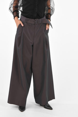 Belted Single Pleated Palazzo Pants