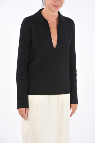 Virgin Wool Plunging Neckline Sweater