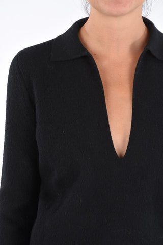 Virgin Wool Plunging Neckline Sweater