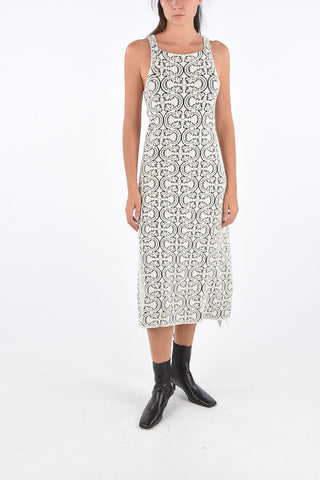 Vestito Midi Jacquard in Misto Cotone 
