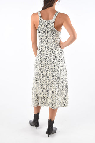 Vestito Midi Jacquard in Misto Cotone 
