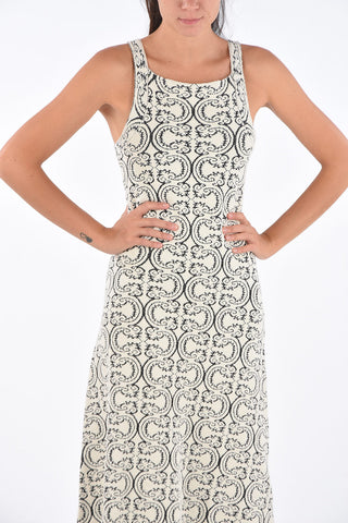 Vestito Midi Jacquard in Misto Cotone 