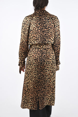 Animal Printed Silk Double Breasted Trench