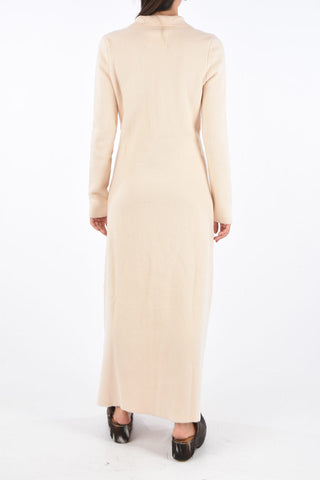 Virgin Wool Plunging Neckline Midi Dress