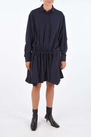 Drawstring Long Sleeve A-Line Dress