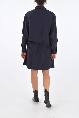 Drawstring Long Sleeve A-Line Dress