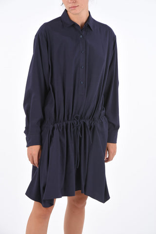 Drawstring Long Sleeve A-Line Dress
