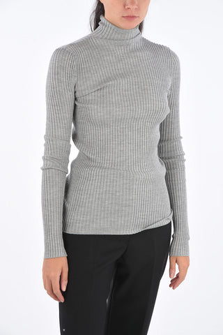 Ribbed Virgin Wool And Silk Skinny Fit Sweater