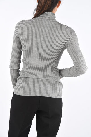 Ribbed Virgin Wool And Silk Skinny Fit Sweater