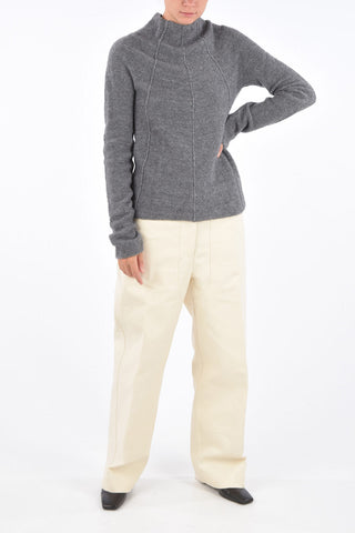 Cashmere Visible Seam Crew-Neck Sweater 