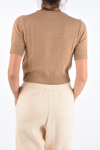 Virgin Wool Short Sleeve Cropped Sweater