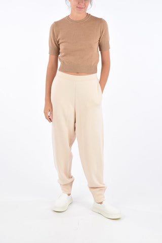 Virgin Wool Short Sleeve Cropped Sweater