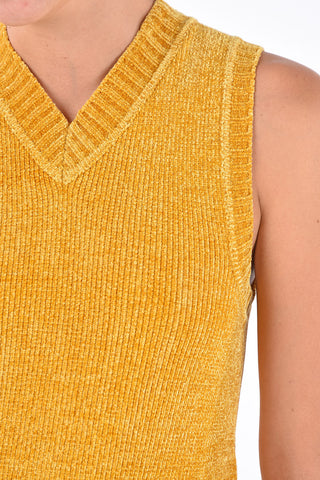 Ribbed Chenille Sleeveless Midi Dress