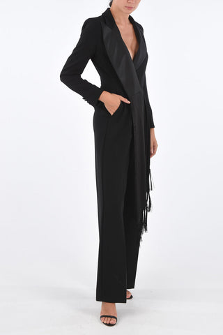 Double Pleated GOMMOSO Peaked Lapel Jumpsuit