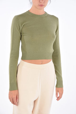 Virgin Wool Cropped Crew-Neck Sweater