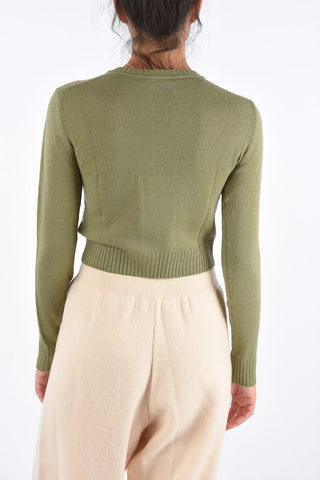 Virgin Wool Cropped Crew-Neck Sweater