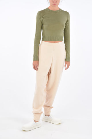 Virgin Wool Cropped Crew-Neck Sweater