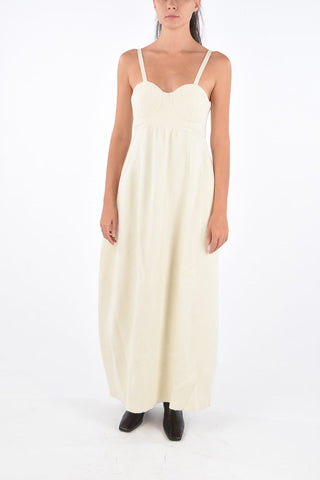 Virgin Wool Sweetheart Neckline Midi Dress